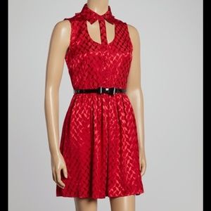 Dylan & Rose Diamond Jacquard Red Dress Size 2